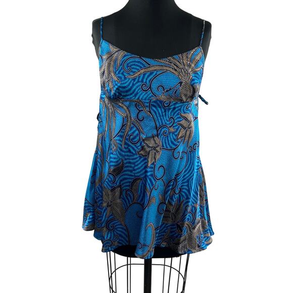 Victoria's Secret Blue Sleep Dress / Pantie Set Floral Spaghetti Size Large NEW - Picture 1 of 10